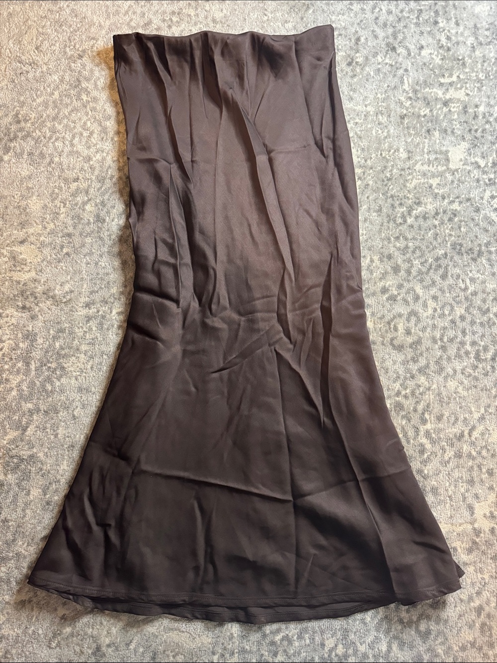 Satin Midi Skirt in Chocolate Brown